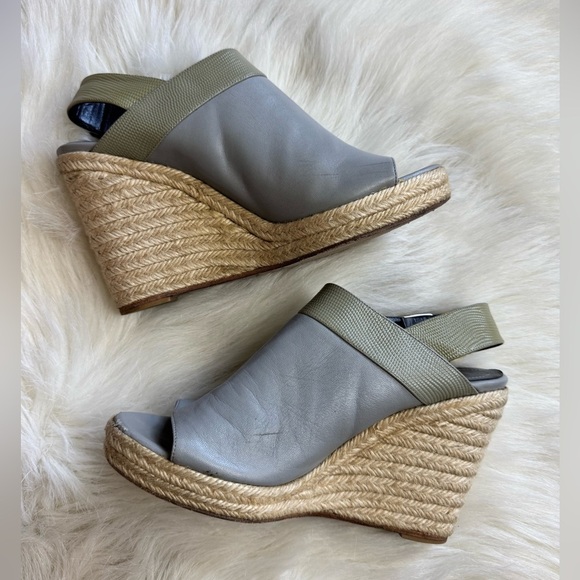 Balenciaga Gray Monochromatic espadrille wedges Mules ankle buckle - Picture 2 of 7